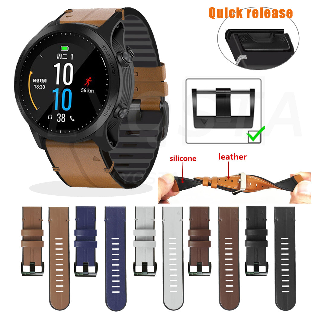 22MM PU Leather Surface+Silicone Smart Watch Band Strap for Garmin Watch 22MM PU Leather Surface+Silicone Smart Watch Band Strap for Garmin Watch